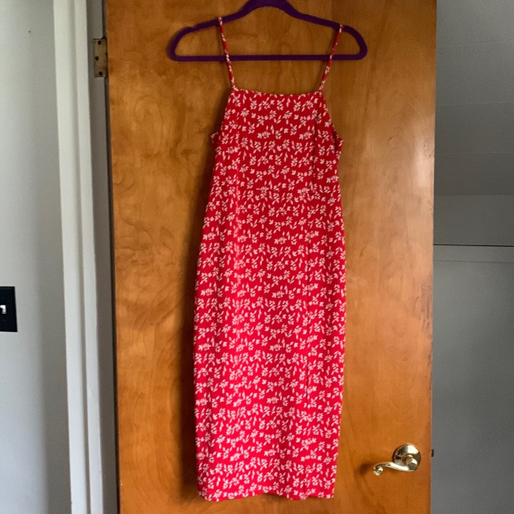 Zara red floral midi dress
